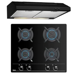 DUETTO PARRILLA A GAS DE 4 QUEMADORES CRISTAL 60 + CAMPANA TMX 256